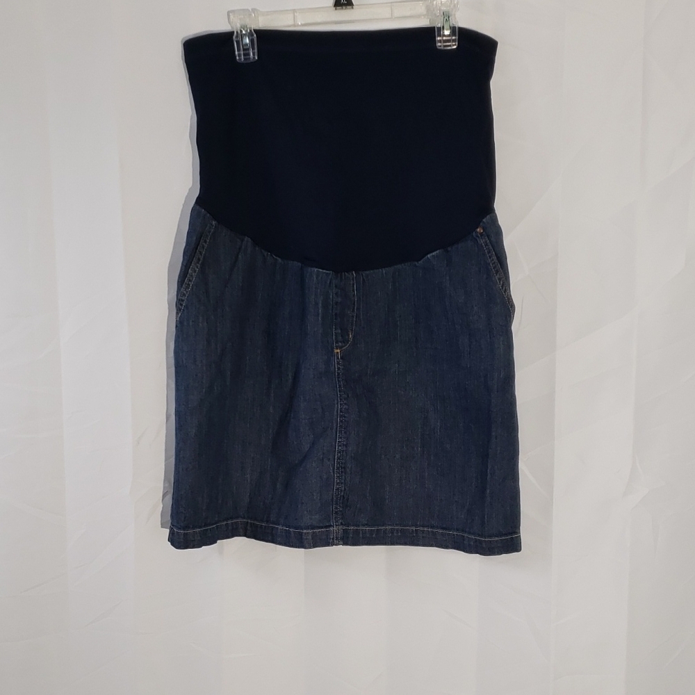 Maternity Denim Mini Blue Women's Skirt Size Large 4 Pockets